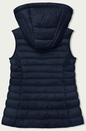 Pikowany bezrękawnik z kapturem damski granatowy (16M9139-215)