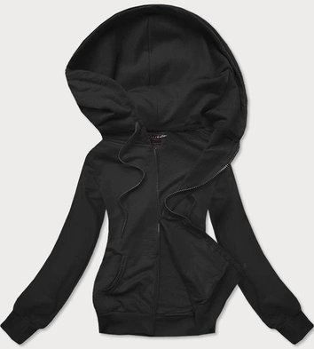 Rozpinana cienka bluza damska z kapturem czarna (W08-3)