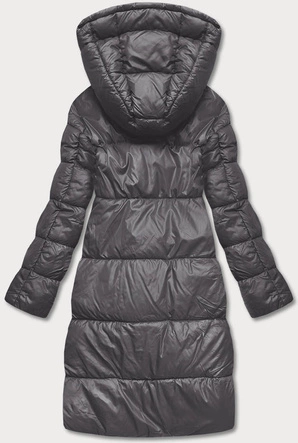 DŁUGA DWUSTRONNA KURTKA ZIMOWA GRAFIT/RÓŻ (L22-9852-27/52)