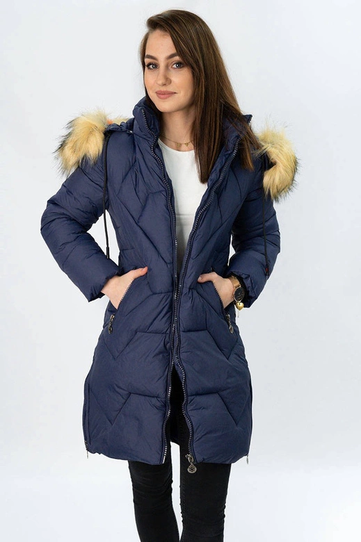 PIKOWANA KURTKA DAMSKA GRANATOWA (2013-1)