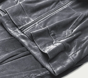 WELUROWY DRES DAMSKI GRAFITOWY (81222)