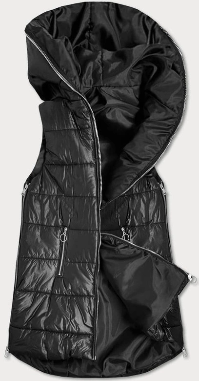 DŁUGI BEZRĘKAWNIK DAMSKI Z SUWAKAMI CZARNY (A9363)