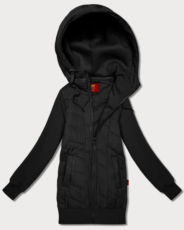 Damska bluza z kapturem z łączonych materiałów Goodlookin czarna (AMG-175)