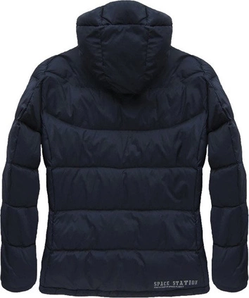 PIKOWANA KURTKA ZIMOWA Z PUCHEM NATURALNYM GRANATOWA (5010)