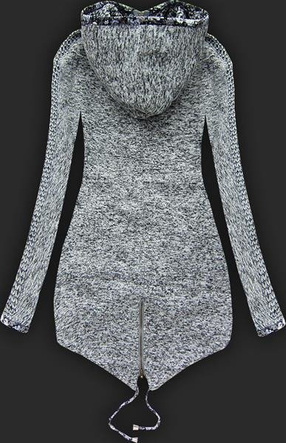 GRUBA BLUZA Z KAPTUREM CIEMNOSZARA (LX9921)
