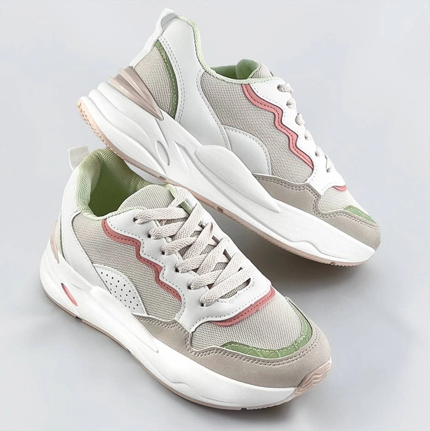 Damskie adidasy na grubszej podeszwie beżowe (bs-05)