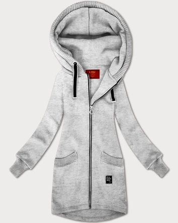 Damska bluza ze swetrowymi wstawkami LHD jasny szary (AMG-172A)