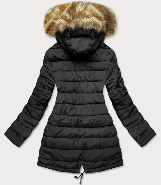 Dwustronna damska kurtka zimowa khaki-czarna (w557-1big)