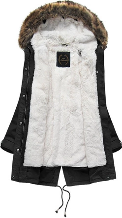 PARKA Z PODPINKĄ I KAPTUREM CZARNA (X7600X)