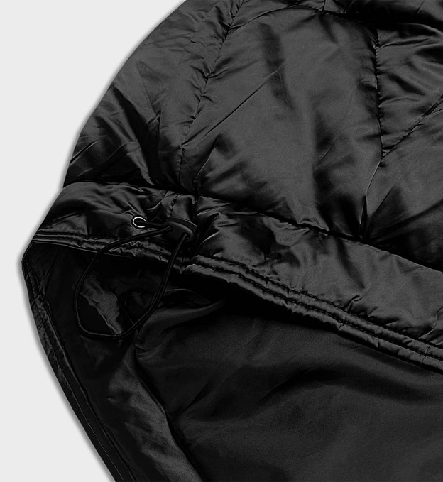 Krótka kurtka oversize czarna (H-1109-01)