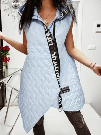 DŁUGA ASYMETRYCZNA KAMIZELKA DAMSKA NIEBIESKA (677ART)