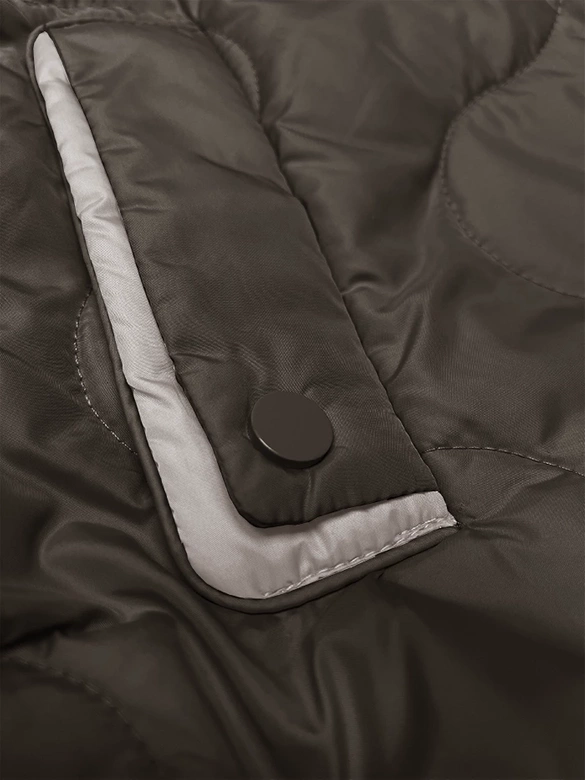 Krótki bezrękawnik damski z odpinanym kapturem BH Forever khaki (BH-2414)