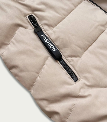 BEZRĘKAWNIK DAMSKI Z KAPTUREM BEŻOWY (B8020-46)