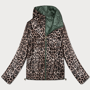 Dwustronna pikowana kurtka ze stójką Goodlookin khaki-panterka (B8579-11)