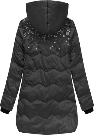 KURTKA Z KAPTUREM I KIESZENIAMI CZARNA (6005B)