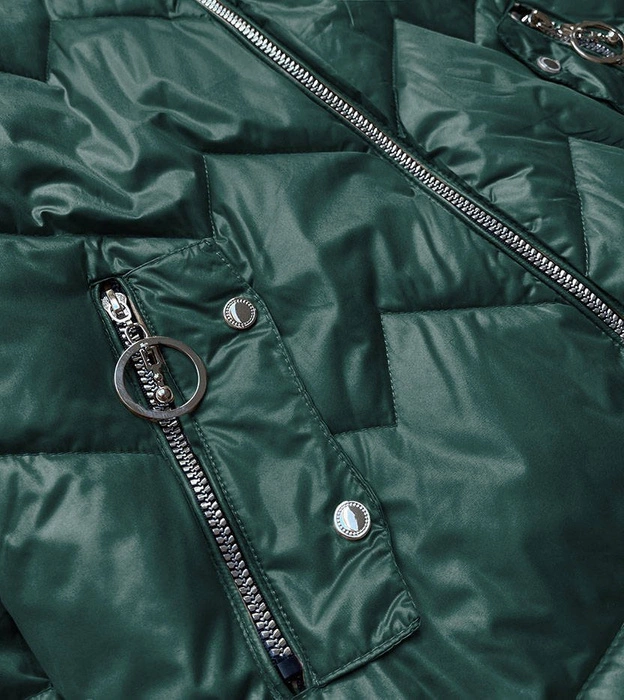 KURTKA DAMSKA Z KAPTUREM ZIELONO/KARMELOWA (BH2003BIG)