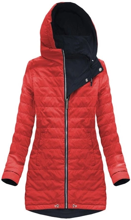 DWUSTRONNA PARKA Z KAPTUREM GRANATOWO-CZERWONA (W0232)