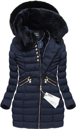 PIKOWANA KURTKA Z KAPTUREM GRANATOWA (W821)