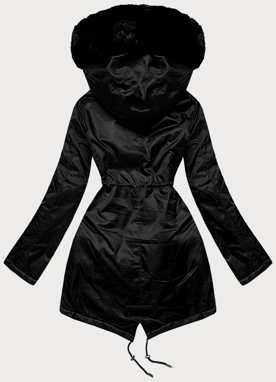 Parka damska z futerkiem czarna (5m762-392)