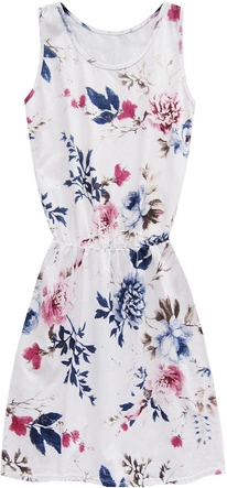 BAWEŁNIANA SUKIENKA W KWIATY BIAŁA (11055/1)