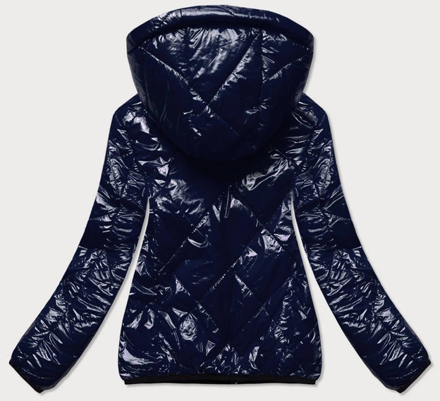 Pikowana kurtka z kapturem granat (b9768)