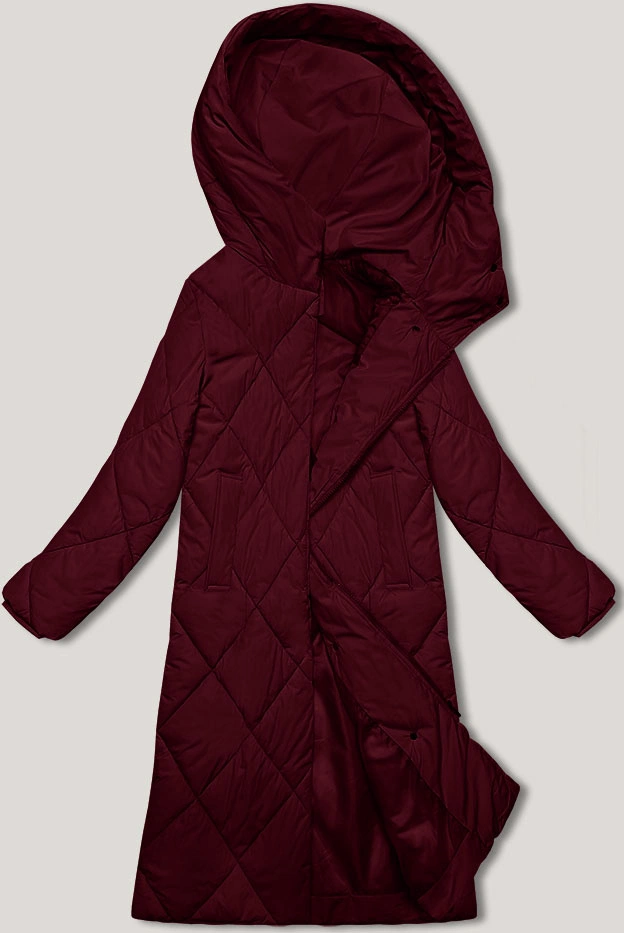Długa kurtka zimowa z kapturem J.Style bordowa (5M3173-1)
