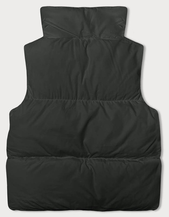 Puchowa kamizelka damska ze stójką army (5M3150-136)