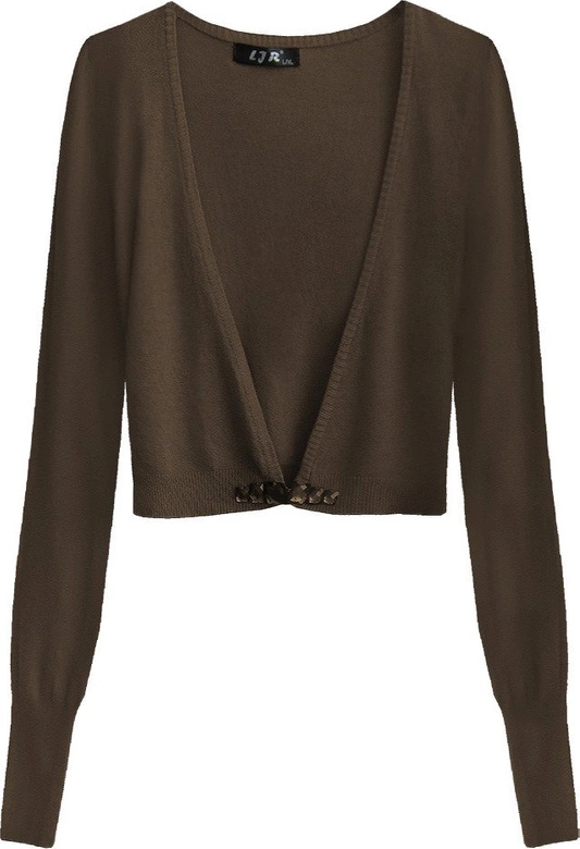 KRÓTKI ZDOBIONY SWETEREK CIEMNOBRĄZOWY (1550)