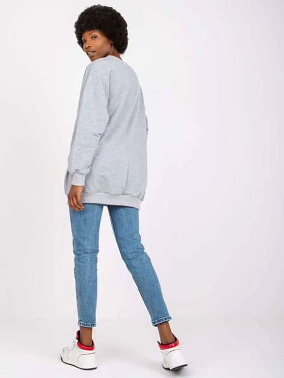 Bluza damska oversize College szary melanż (7649)