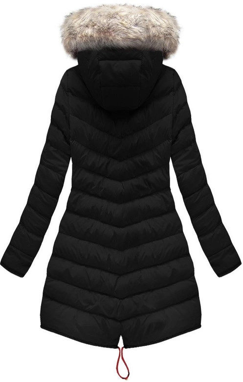 DWUSTRONNA DAMSKA KURTKA ZIMOWA Z KAPTUREM BORDOWO-CZARNA (W632)