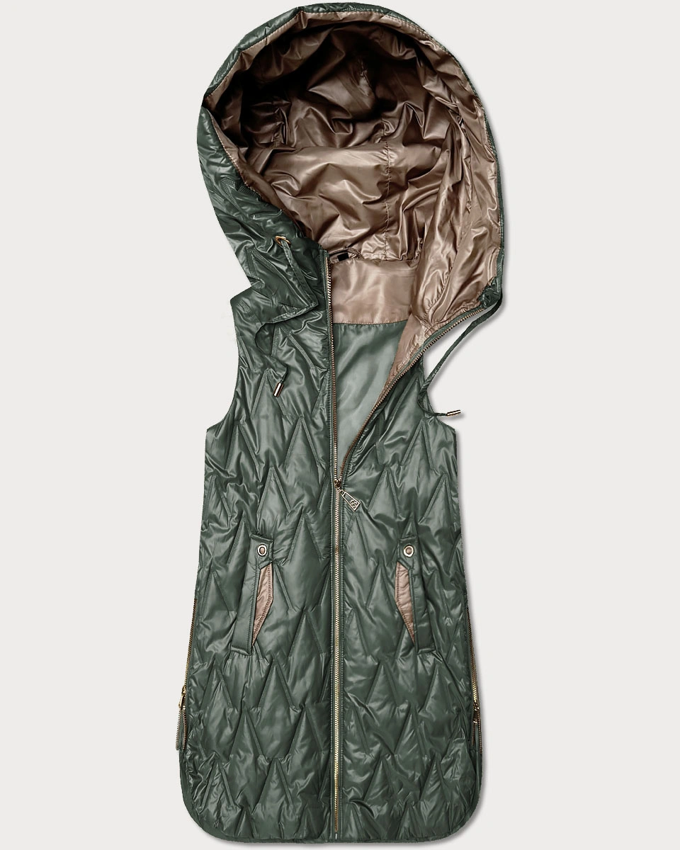 Lekka kamizelka damska ze złotym zamkiem Goodlookin khaki (B8586/B8587-11)