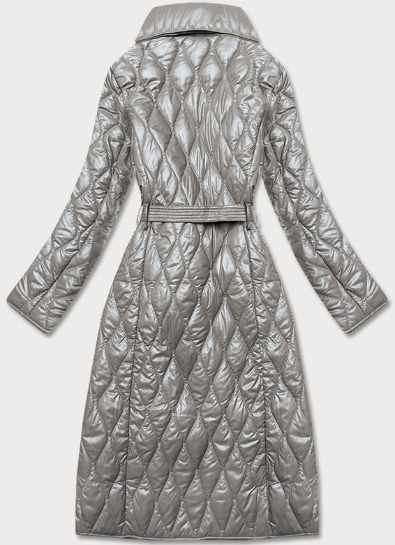 PIKOWANY PŁASZCZ DAMSKI Z PASKIEM CAPPUCCINO (7258)