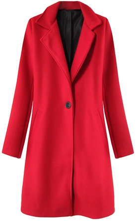 MINIMALISTYCZNY PŁASZCZ NA GUZIK CZERWONY (3106)