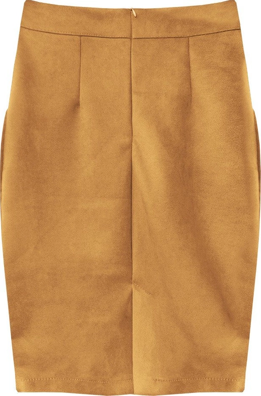 OŁÓWKOWA SPÓDNICA Z KIESZENIAMI JASNOBRĄZOWA (505ART)