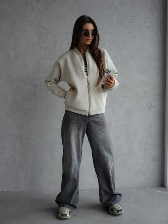 Ocieplana bluza bomberka beżowa (82158)