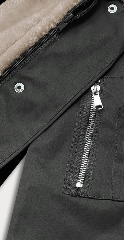 Zimowa parka damska z podpinką khaki-brąz (b533-1107)