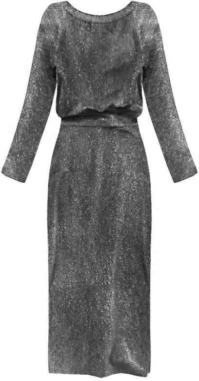 BŁYSZCZĄCA SUKIENKA MIDI SREBRNA (166ART)