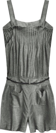 KRÓTKI KOMBINEZON Z LNU I BAWEŁNY SZARY (423ART)