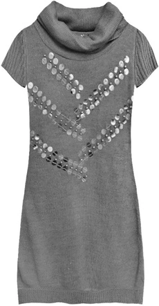 DŁUGI SWETER Z GOLFEM CIEMNOSZARY (1174)