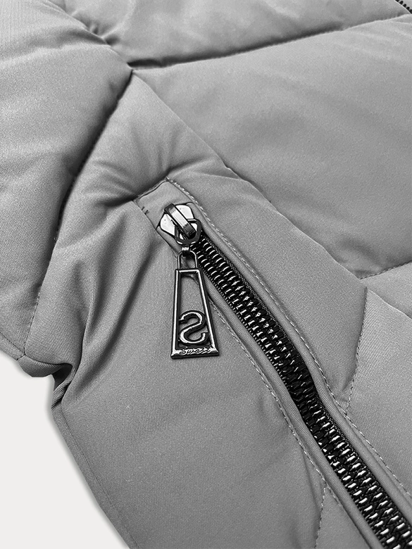 Kurtka zimowa damska plus size do połowy uda S'west szara ciemna (B8306-70)