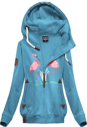 BLUZA Z FLAMINGAMI BŁĘKITNA (X1925X)