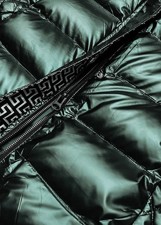 BŁYSZCZĄCA KURTKA ZIMOWA DAMSKA ZIELONA (W823)