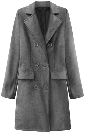 DWURZĘDOWY PŁASZCZ NA GUZIKI SZARY (22791)