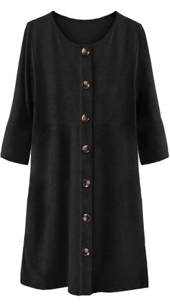 SUKIENKA Z GUZIKAMI I BUFIASTYMI RĘKAWAMI CZARNA (233ART)