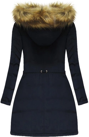 DWUSTRONNA KURTKA DAMSKA ZIMOWA Z KAPTUREM GRANATOWA (W707)