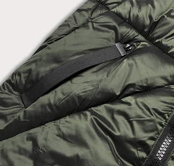 DŁUGA KURTKA ZIMOWA DAMSKA ZIELONY CIEMNY (23070-3)