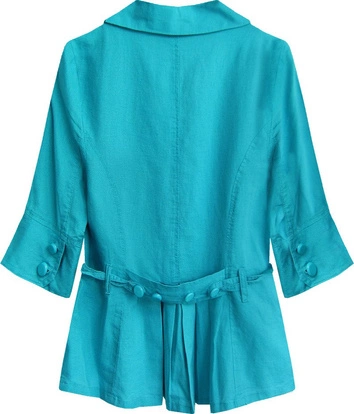 WEŁNIANY ŻAKIET Z KRÓTKIM RĘKAWEM MORSKI (X1021X)