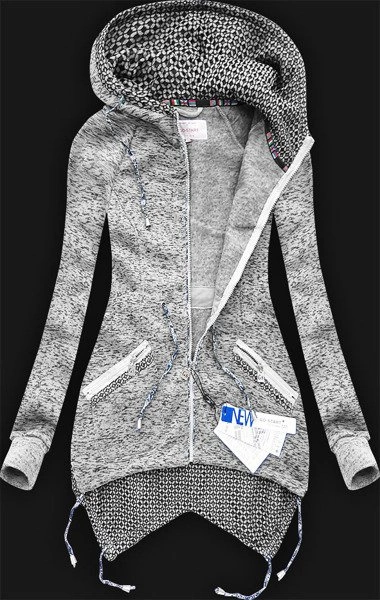 CIEPŁA BLUZA Z KAPTUREM SZARA (LX149M)