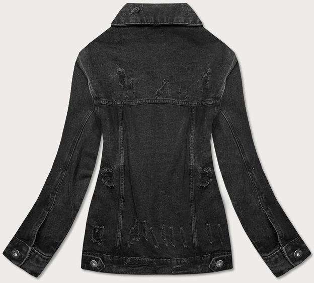Damska kurtka jeansowa z przetarciami czarna (34761a)