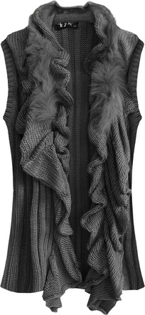 SWETERKOWA KAMIZELKA O GRUBYM SPLOCIE SZARA (1611)